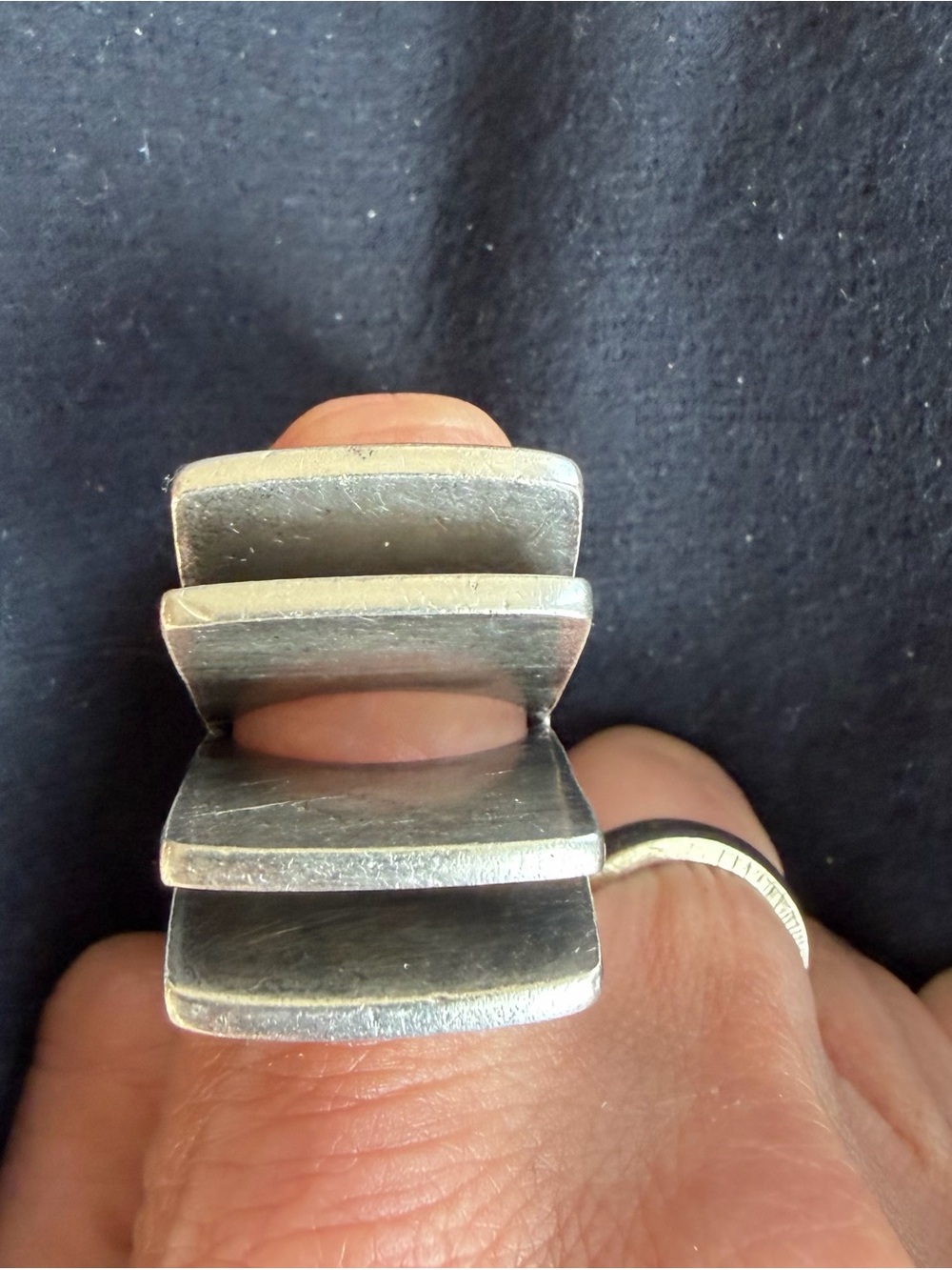 Pekka Piekainen for Auran Kultaseppa Oy Finnish Modernist SS Ring 34g RARE 6.5